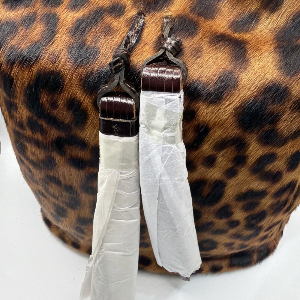 BNWOT Patricia Nash Torresina Tobacco Brown Leopard Calf Hair Bucket Tote Bag - Picture 15 of 16